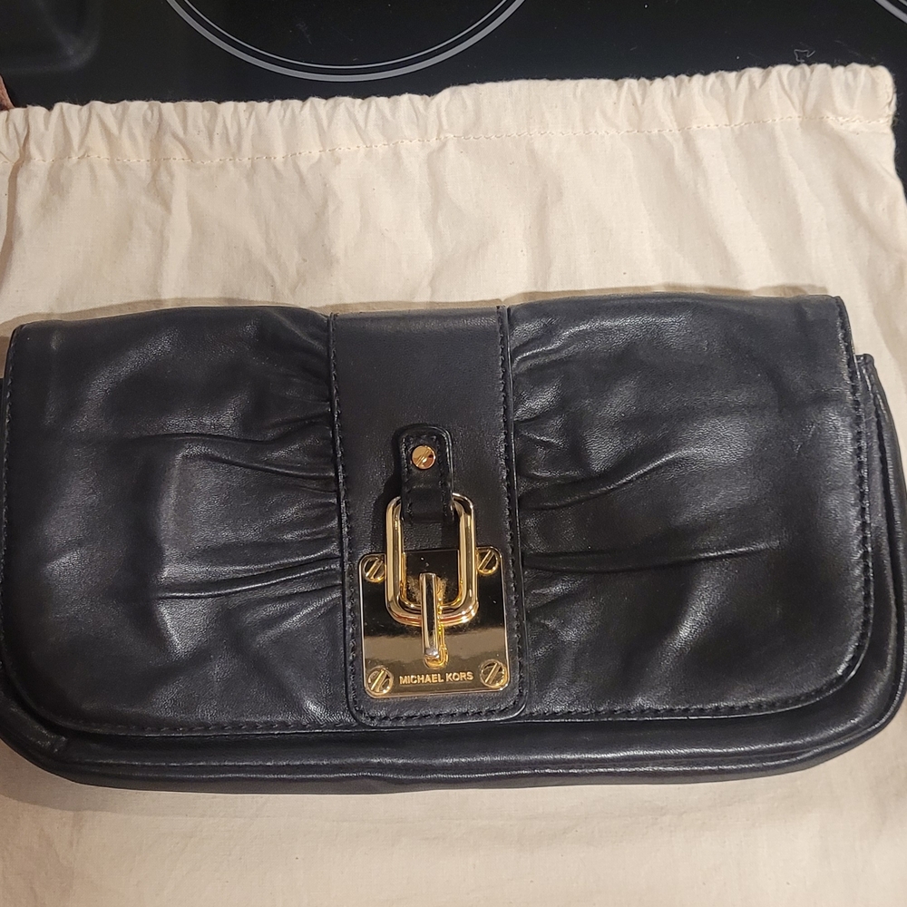 Michael Kors Black Leather Clutch